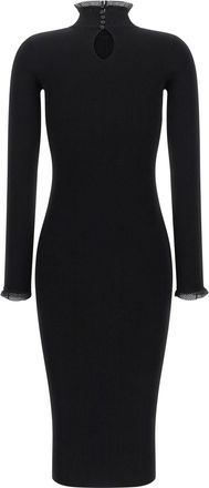 Elisabetta Franchi Ribbed Knit Midi Dress - Black