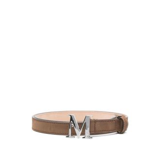 Max Mara Belts, female, Brown, Size: M M Logo Buckle Belt