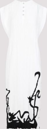 Lanvin Off White Polyester Midi Dress