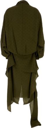 Ferragamo Womens Olive Green Silk Dress Exterior: Abiti