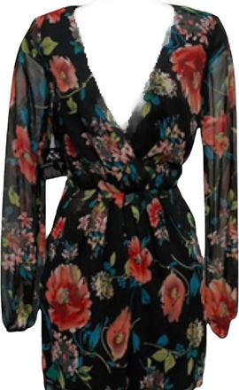 AX PARIS Belted Romper In Black Multi