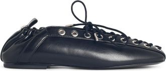 Ganni Schwarze Oleatex-Ballerinas Lace Up von Ganni