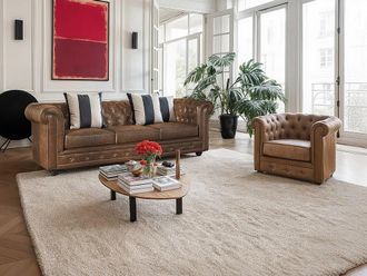 Vente-Unique Poltrona CHESTERFIELD in microfibra aspetto cuoio invecchiato