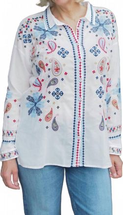 Johnny Was Womens Susie Slim Audrey Shirt In White