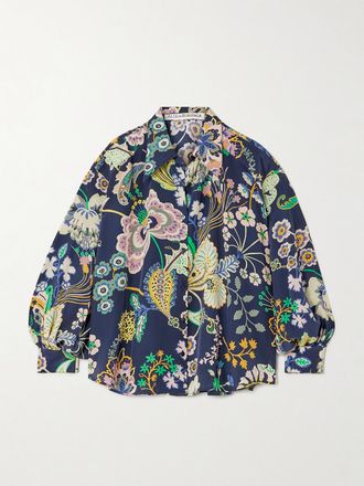 Alix of Bohemia Camicia In Cr&ecirc;pe De Chine Di Seta Stampata Emery - Blu