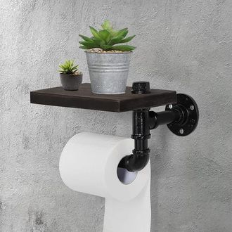 OEM Portarrollos De Papel Higi&eacute;nico Con Estante, Portarrollos De Papel Higi&eacute;nico De Madera, Dispensador De Papel Higi&eacute;nico De Pared (negro)