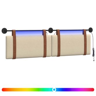 vidaXL Cabecero Colgante Con Luz Led Crema Pu Antiguo Vidaxl