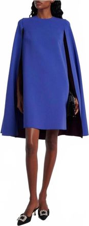 Roksanda Ilincic Twiggy Cropped Crepe Mini Cape Dress In Marine