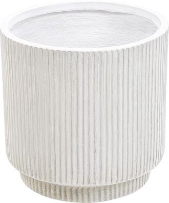 Beliani Maceta De Mezcla De Arcilla Blanco Crema 30 Cm Agujero Drenaje Acabado Vertical Daria