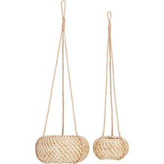 Beliani Beliani - Conjunto De 2 Macetas De Algas Marinas Natural 27 X 86/ 22 X 69 Cm Colgante Hechas A Mano Accesorio Boho Remora