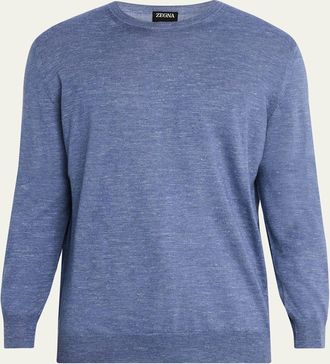 Ermenegildo Zegna Mens Silk, Cashmere and Linen Crewneck Sweater