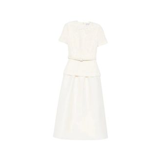 Self Portrait Midi Dresses, female, White, Size: 2XS Boucl&eacute; Taffeta Midi Dress