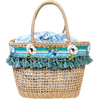 Anna Sui Raffia Tassel Bag in Baby Blue at Nordstrom