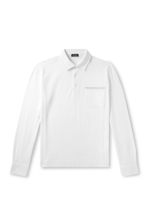 Ermenegildo Zegna Logo-Appliquéd Cotton-Piqué Polo Shirt