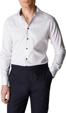 Eton Contemporary Fit Twill Dress Shirt in Natural at Nordstrom, Size 16