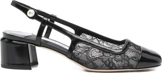 Jimmy Choo London Lace-detail Block-heel Pumps