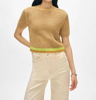 White + Warren Mesh T-Shirt In Tan Marl