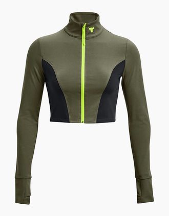 Under Armour Womens Womens Project Rock Cropped Gym Jacket - Green - Size: 18 2xl
