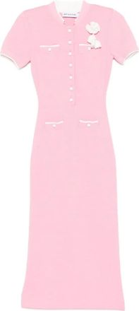 Self Portrait floral-appliqu&eacute; midi dress - Pink