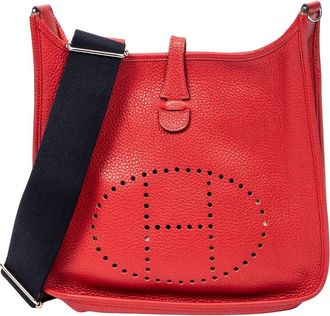 Herm&egrave;s Red Clemence Leather Evelyne Iii Pm (Authentic Pre-Loved)