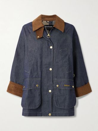 Barbour Giacca In Denim Con Finiture In Velluto A Coste Di Cotone Asker - Blu