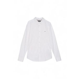 Tommy Hilfiger Slim Fit Interlock Shirt - Heren - Casual Overhemden - Wit - 2XL - Katoen - Overhemden