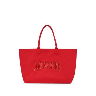 Anine Bing Leo Canvas Tote - Tango Red