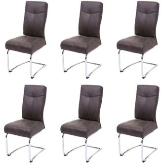 Hhg [nunca Usado] Juego De 6 Sillas De Comedor Hhg-710, Silla De Cocina Basculante, Aspecto Ante Textil, Gris