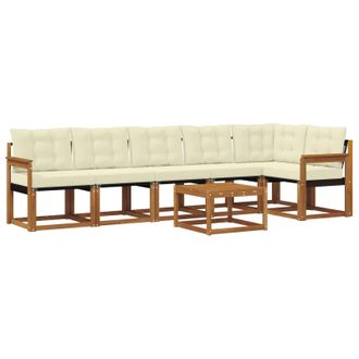 vidaXL Conjunto De Sof&aacute;s De Exterior Con Coj&iacute;n 7 Pcs Natural Y Crema Vidaxl