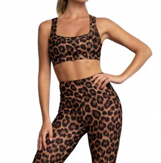 Heroine Sport Olen Racerback Sports Bra In Cheetah