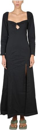 Staud Josephine Lange Jurk - Dames - Maxi kleedjes - Zwart - S - Katoen - Kleedjes