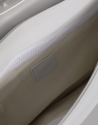 Dolce & Gabbana Womens Logo Plaque Crossbody Bag White Nylon Polyester Polyurethane