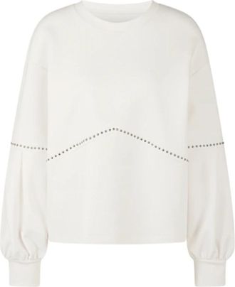 Marc Cain Sweatshirt met pofmouwen - Dames - Sweatshirts - Wit - 3XL - Katoen - Hoodies & sweatvesten