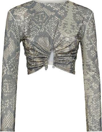 Philipp Plein Crop Top - Dames - Longsleeves - Beige - S - Polyester - Tops