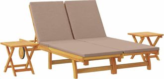 vidaXL Tumbona 3 Uds. Madera De Acacia S&oacute;lida Taup&eacute; Vidaxl