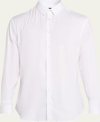 Giorgio Armani Mens Solid Stretch Poplin Sport Shirt