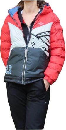Aeronautica Waterdichte Color-Block Hoodie - Dames - Winterjassen - Rood - XS - Polyester - Jassen