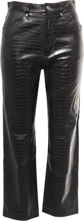 BOSS Boss Croc-Embossed Straight-Leg Trousers in Black Faux Leather