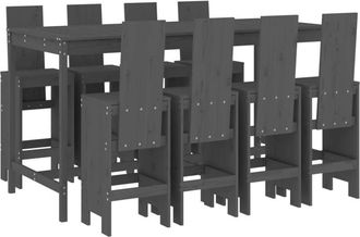 vidaXL Vidaxl - 9 Piece Garden Bar Set Grey Solid Wood Pine