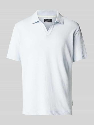 Marc O'Polo Regular Fit Poloshirt aus Baumwoll-Leinen-Mix in Bleu, Gr&ouml;&szlig;e L