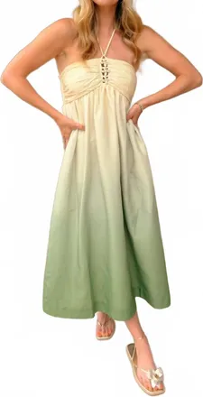 Adelyn Rae Celine Ombre Halter Maxi Dress In Green/cream