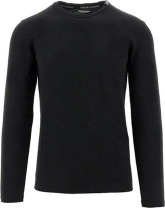 Emporio Armani 111023 Lange mouwen T-shirt - Heren - Ronde hals truien - Zwart - S - Katoen - Truien & Vesten