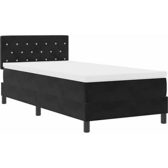 vidaXL Vidaxl - Cama Con Somier Y Colch&oacute;n Con Colch&oacute;n Negro 90 X 190 Cm Tela