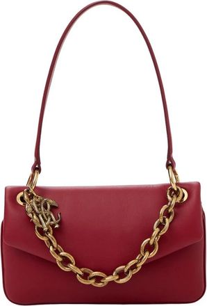Roberto Cavalli Metalen Logo Clutch Tas - Dames - Schoudertassen - Rood - ONE Size - Leer - Tassen