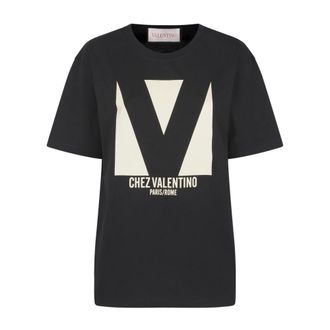 Valentino T-Shirts, female, Black, 2XS, Black Cotton Knit Shirt