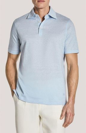 Jack Victor Davis Cotton & Linen Polo in Pale Blue at Nordstrom, Size Xxx-Large