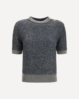 Balmain Short-sleeve sequined Sweater with buttons Female 36