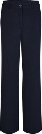 Marc Aurel Wijde rechte broek met contrasterende strepen aan de zijkant - Dames - Wijde Broeken - Blauw - L - Leer - Broeken