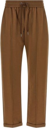 Brunello Cucinelli Track Joggers - Dames - Straight fit broeken - Bruin - S - Katoen - Broeken