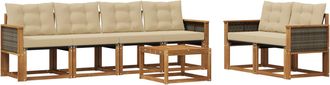 vidaXL Conjunto De Sof&aacute;s De Exterior 7 Uds. Natural Y Beige Vidaxl